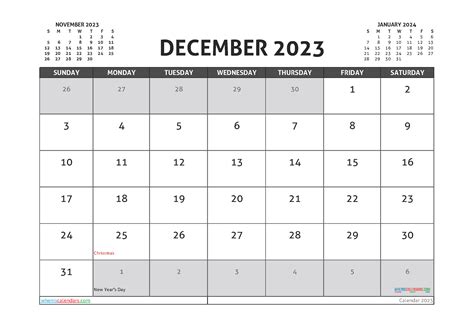 blank december 2023 calendar printable pdf
